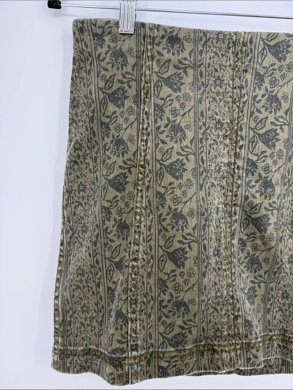 Free People Modern Femme Floral Print Denim Mini Skirt Sz 10